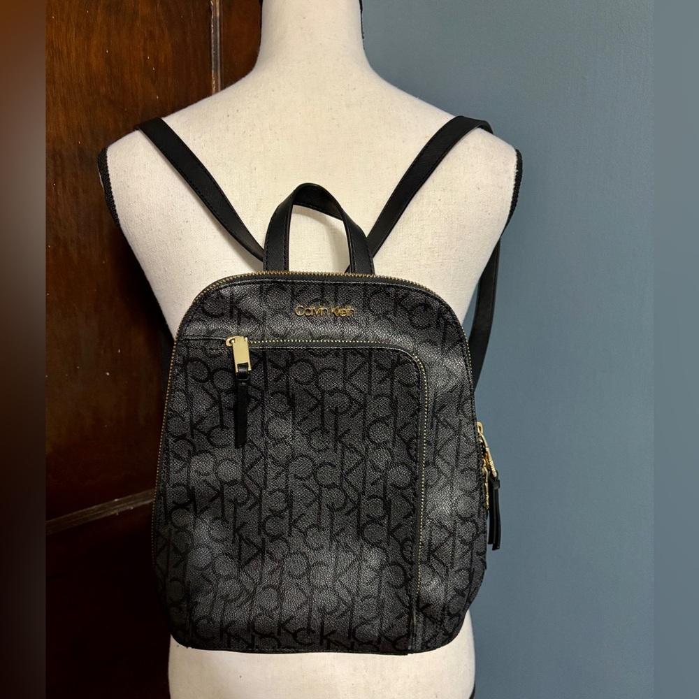 Calvin Klein Hudson Monogram Front Half Zip Pocket Backpack - Picture 3 of 6